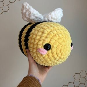 JUMBO handmade crochet bee plushie!!